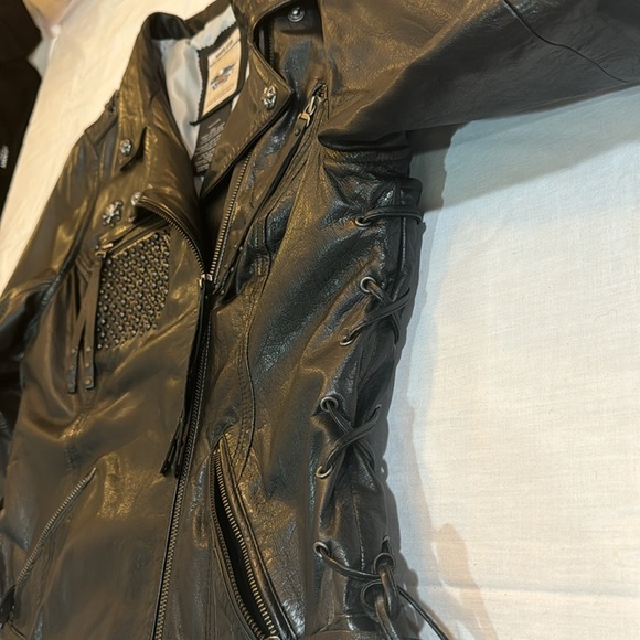 Genuine Heavy Harley Davidson leather Jacket women’s Size L - Picture 9 of 16